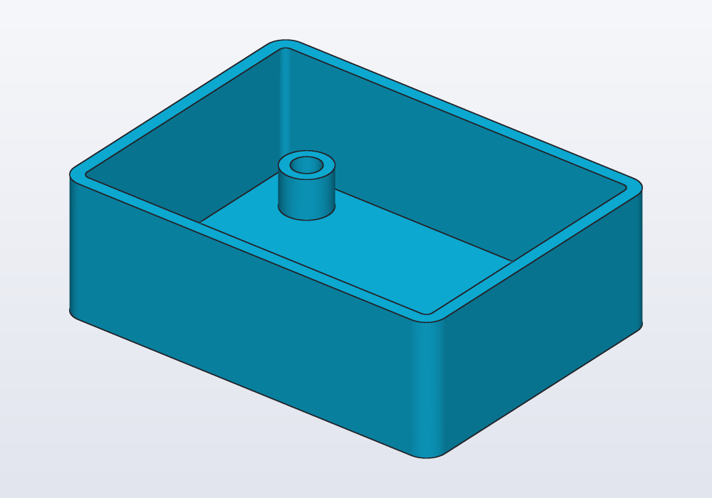 Four bosses for heat-set inserts, 40 × 30 mm apart