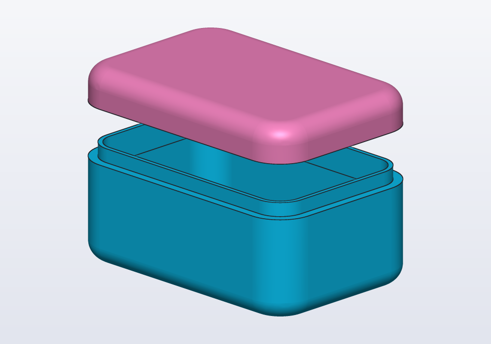A box rounded all over, cut into a base with a lip and a lid