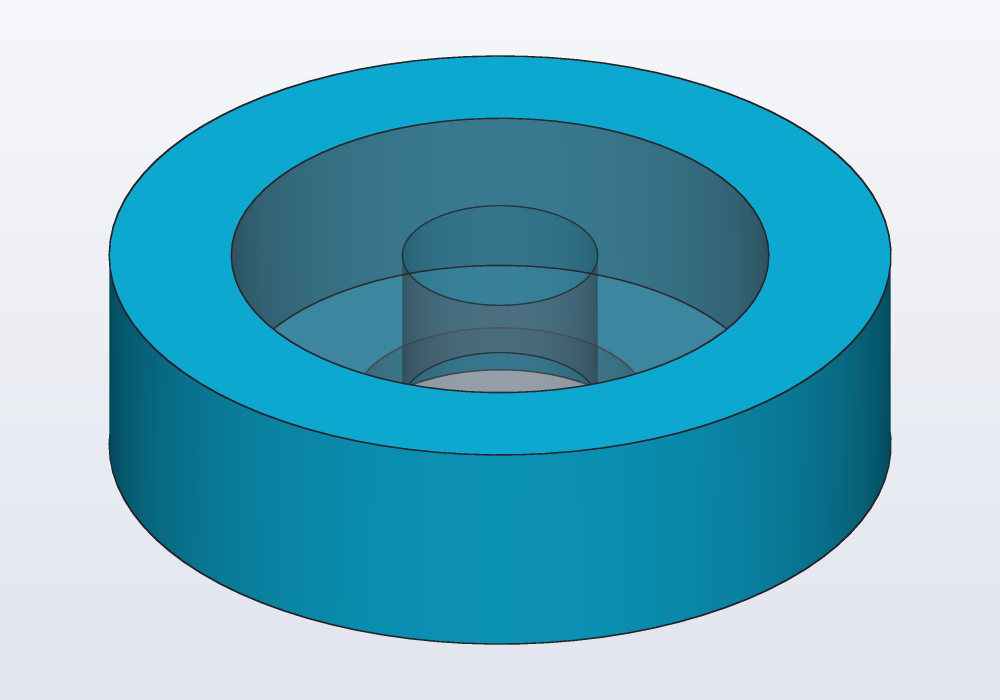 A holder for a 608 skate bearing (⌀22 × 7 mm), pressed in from the top