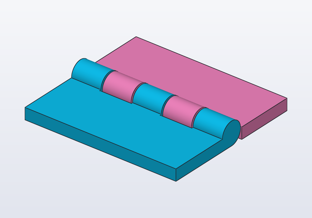 A print-in-place hinge with five knuckles