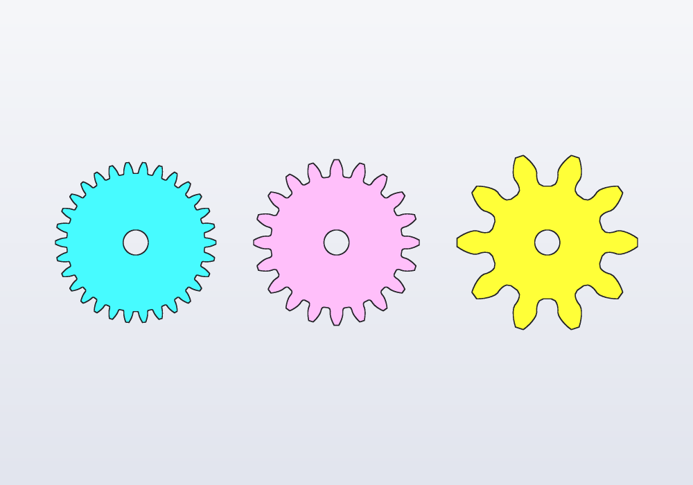 Modules 1, 1.5 and 3 on the same pitch diameter