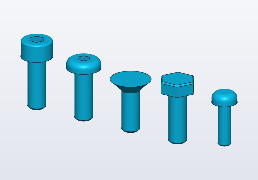 Socket, button, flat, hex and pan heads