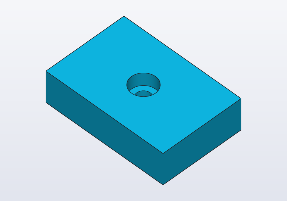 An M3 counterbore on a block's top, as the menu writes it