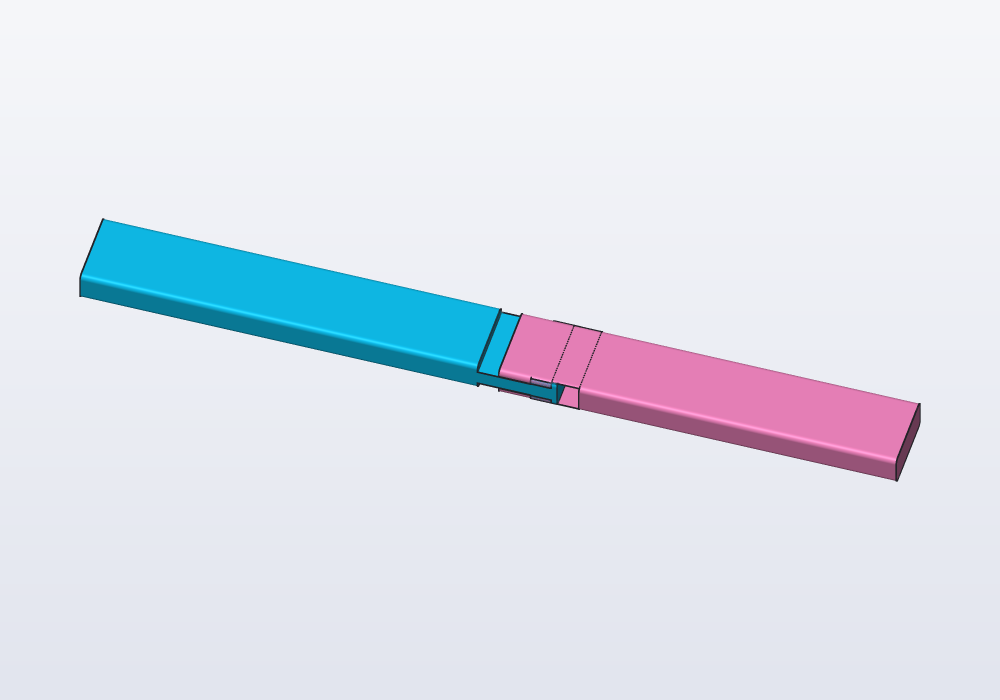 A rail in two pieces joined by a gooseneck