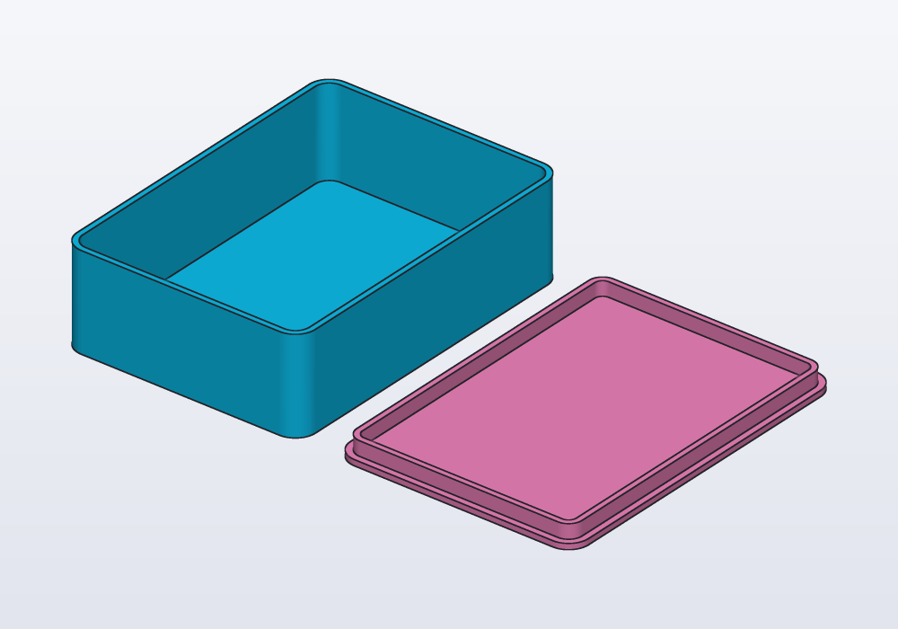 A box and its lid, laid out to print