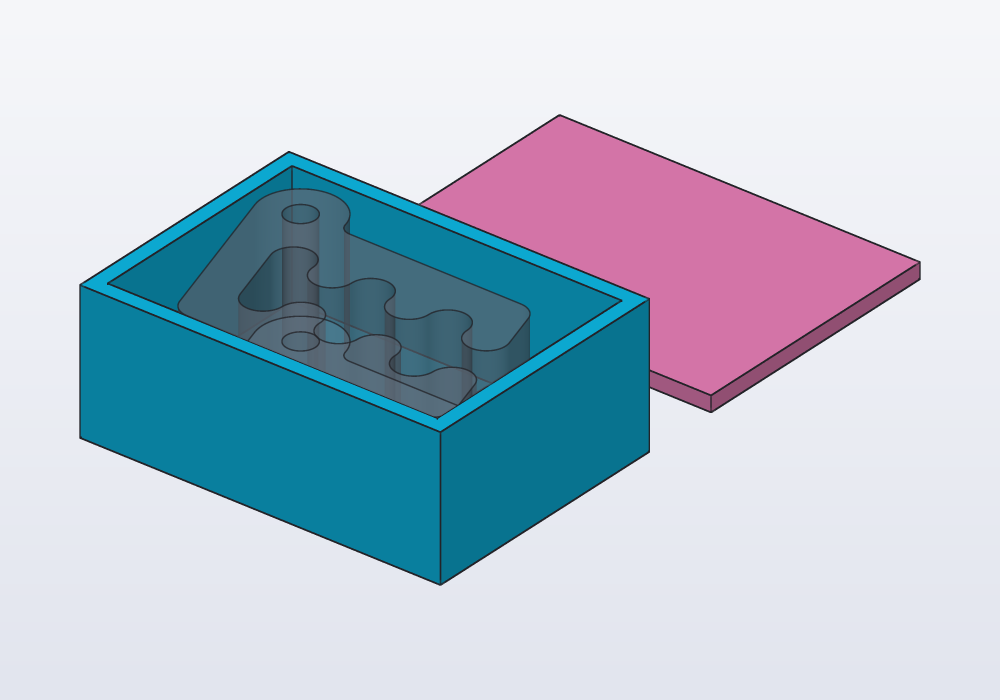 A tray and its lid, Carlo inside see-through