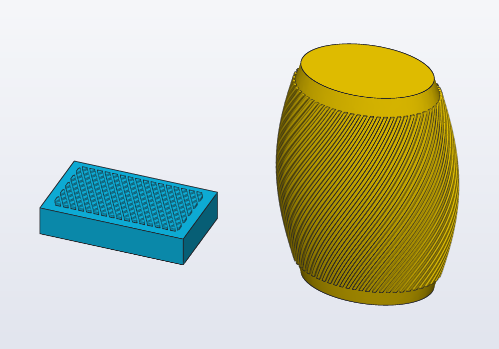 A slider's pad knurled with diamonds, and an oval handle with diagonal ridges