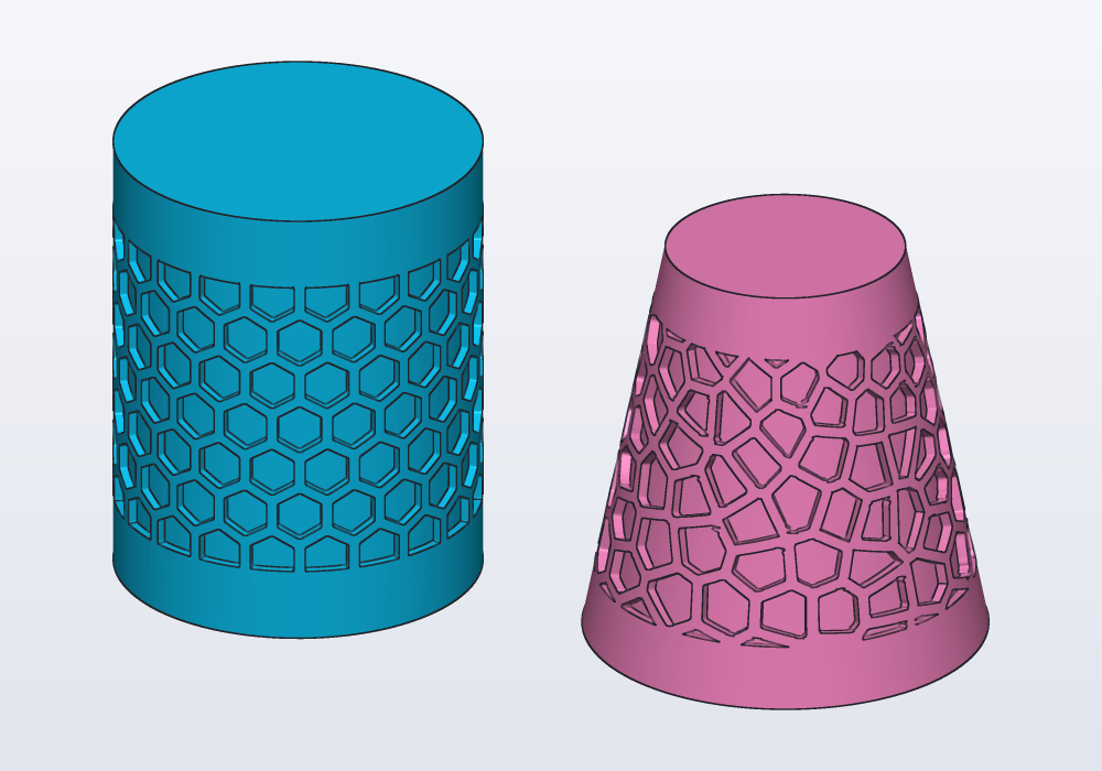 A honeycomb round a cup and Voronoi cells round a cone
