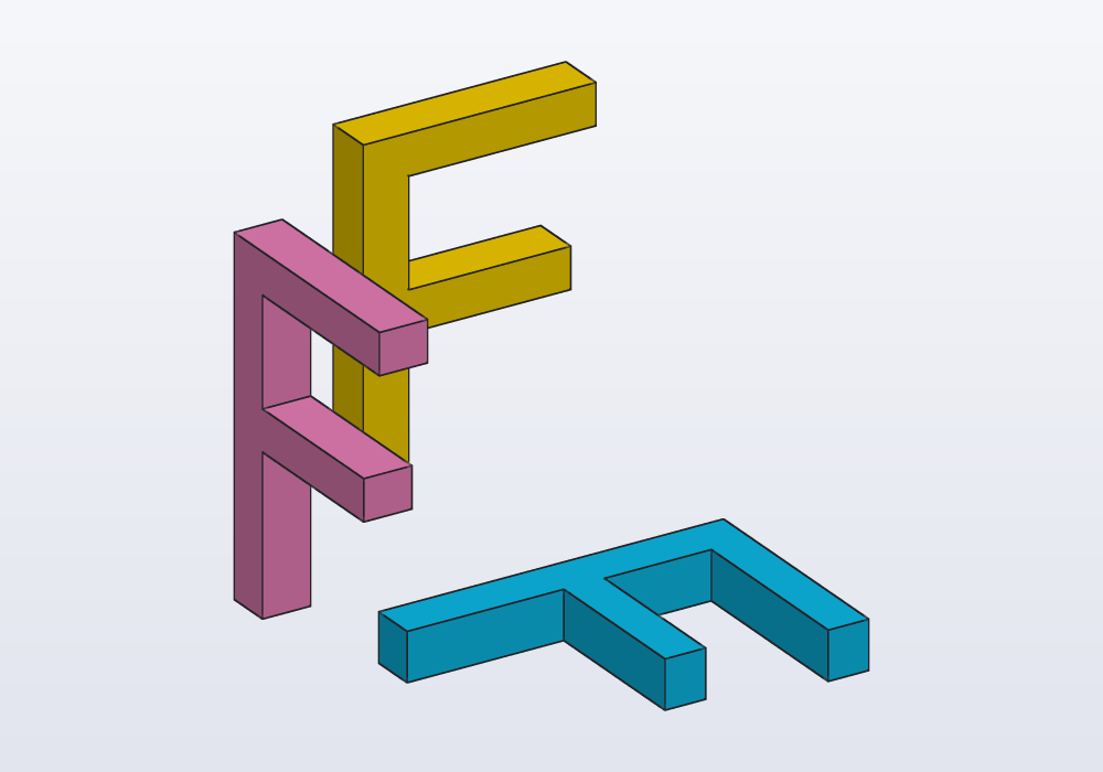 An F on XY, XZ and YZ