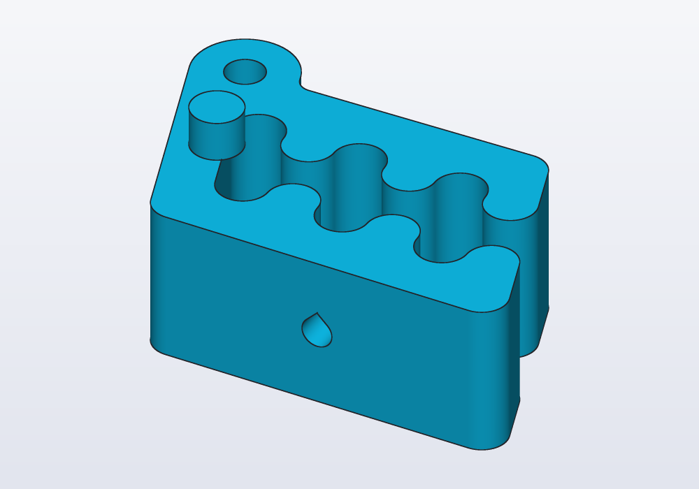 Carlo with a peg on top and a teardrop hole through the front