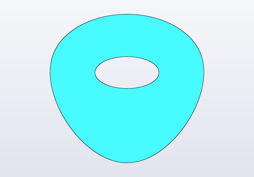 A pick drawn with a closed spline and an ellipse