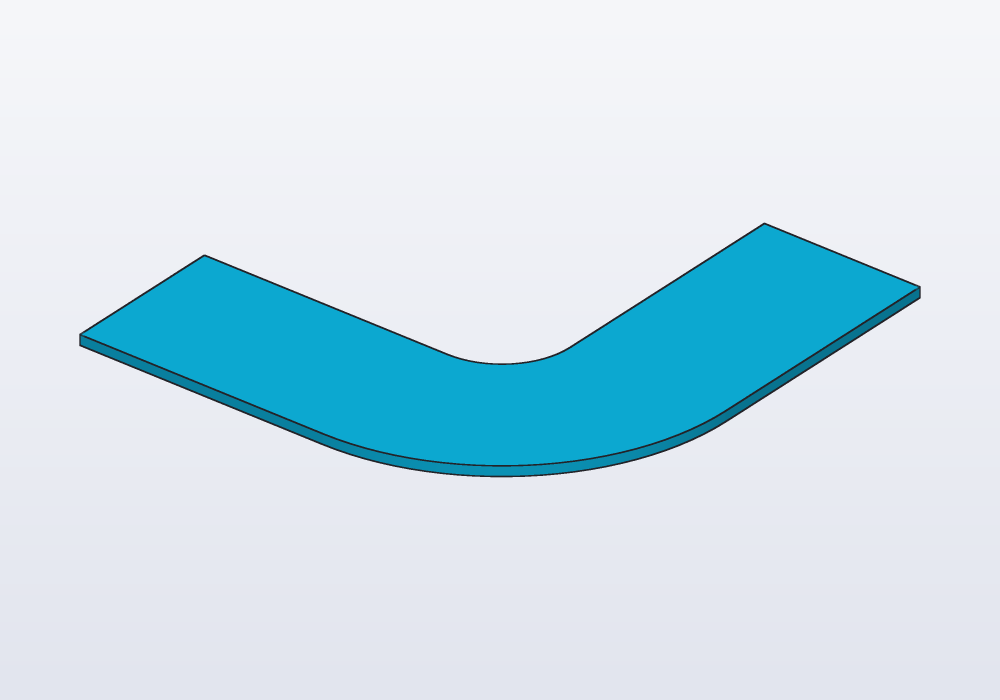 A ribbon 16 mm wide along a bent route, made 1 mm thick