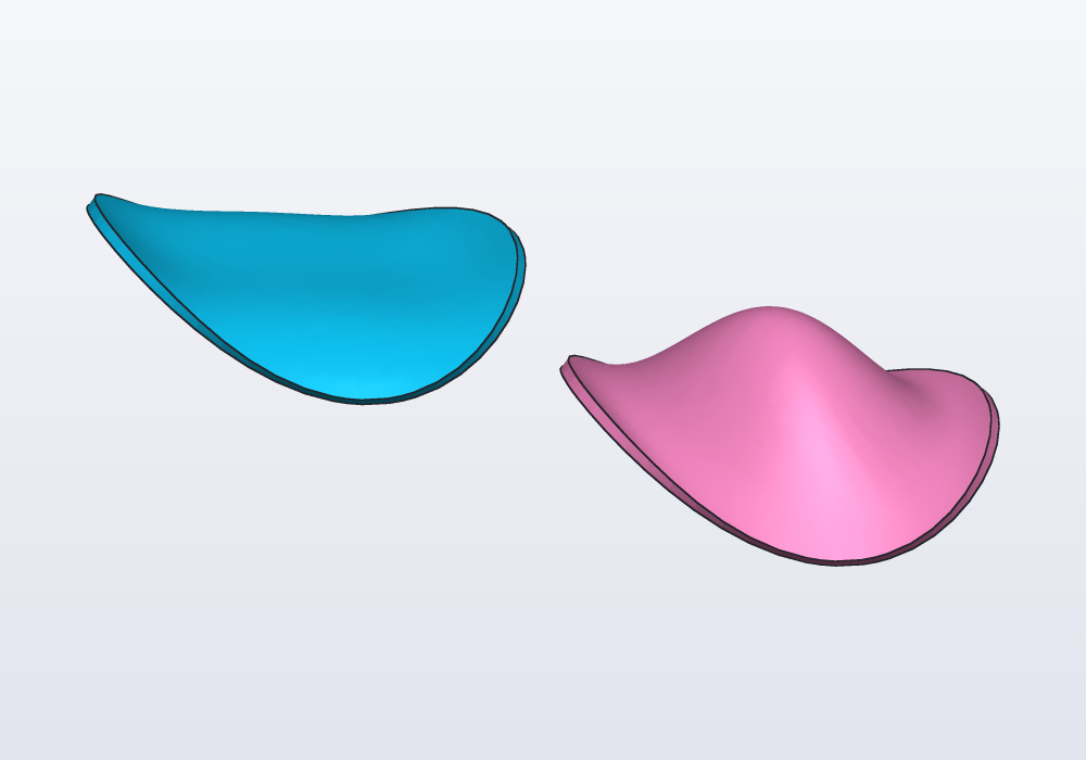 A wavy rim filled, and the same rim filled as a dome