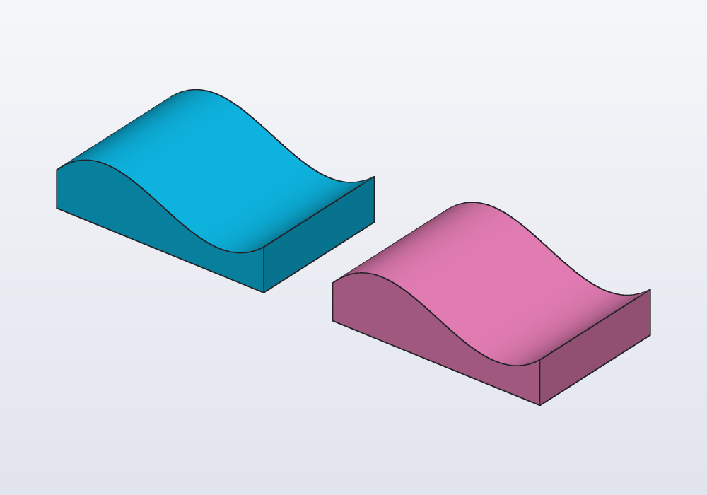 The same wavy-topped block, sewn from six sides and cut from a box