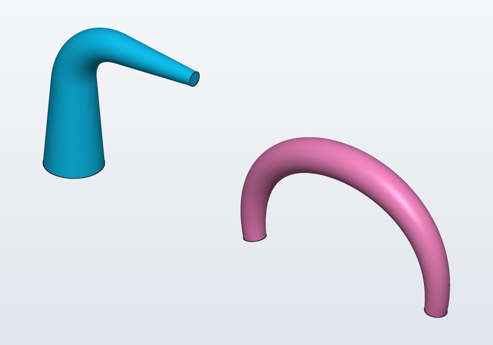 A horn narrowing to a quarter along a bend, and a handle thickest in the middle